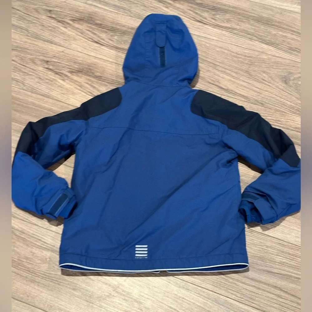 Lands' End Kids (8) Blue and Black Fleece Lined Hooded Coat - Picture 3 of 8